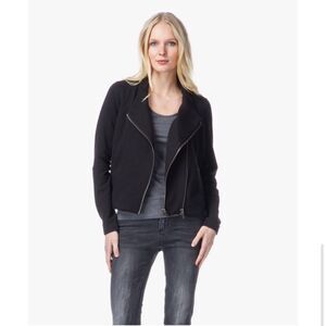 Helmut Lang Black Zip Moto Asymmetric Knit Jacket P‎ Small